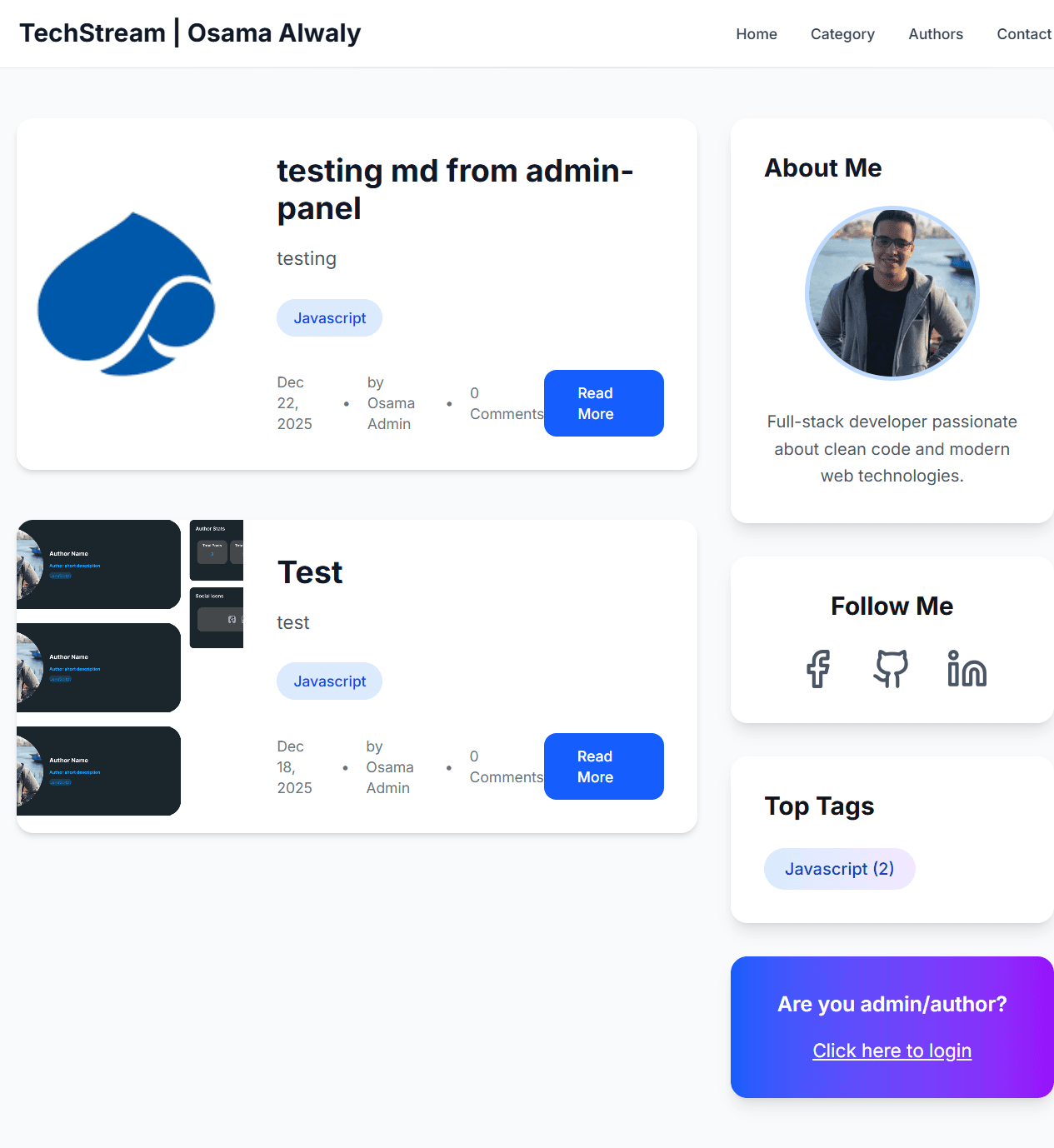 Osama Blog - Full Stack Blog Management System preview 3